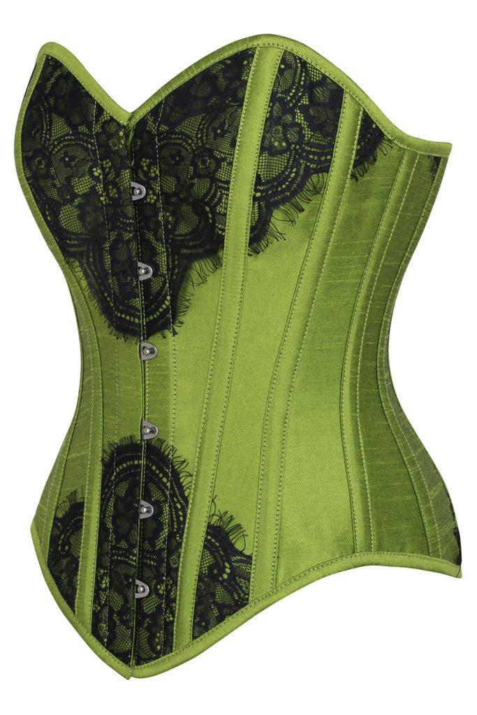 Emerald Green and black lace overbust corset