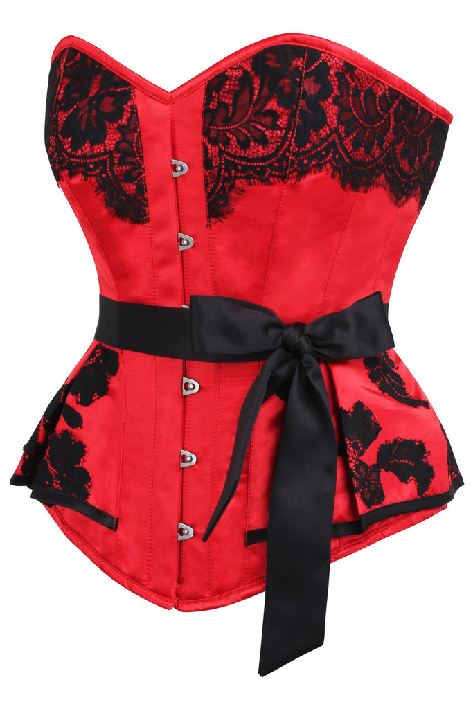 Red Satin Overbust Corset Dress -  Canada