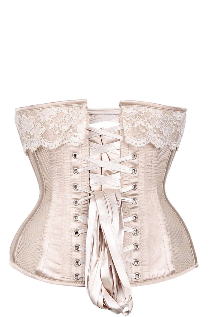 Bridal Corset Steel Boned White with Reinforced Panels
