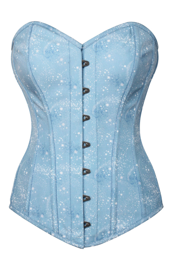 Light blue satin corset with cups