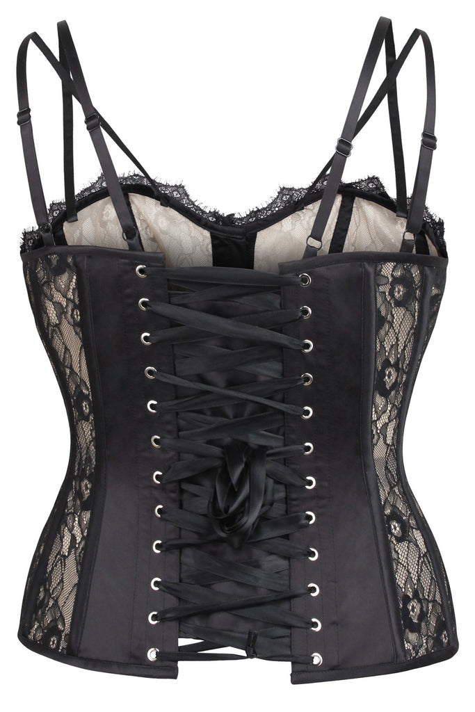 Black Lace Sheer Lace-Up Underbust Corset Top