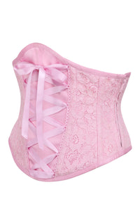 Corset Story BC-010 Pink Mesh Overlay Underbust with Decorative Front Lacing