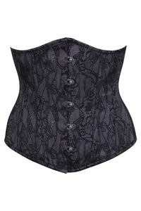 Black Floral Lace Overbust Corset with Steel Boning