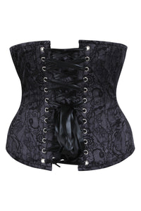 Black Floral Lace Overbust Corset with Steel Boning