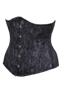 Black Floral Lace Overbust Corset with Steel Boning