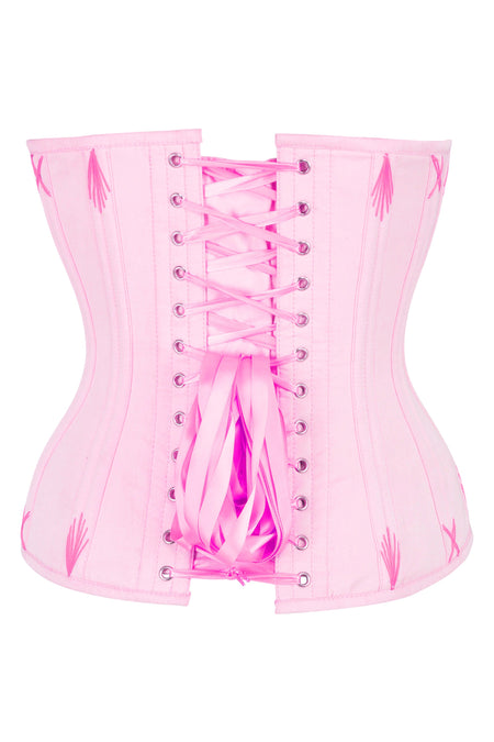 Pink Overbust Corset with Decorative Flossing