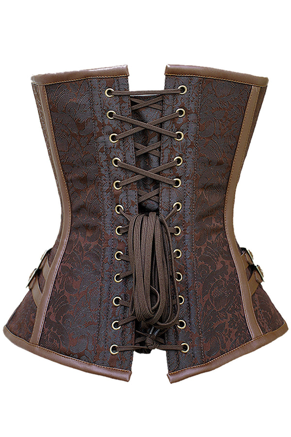 Vintage Steampunk Overbust Corset with Antique Brass Swing Hooks