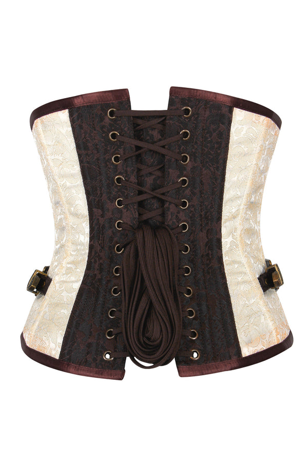 Two-Tone Underbust Steampunk Corset with Antique Swing Clasps