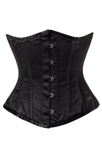 Black Satin Underbust Corset with Steel Boning
