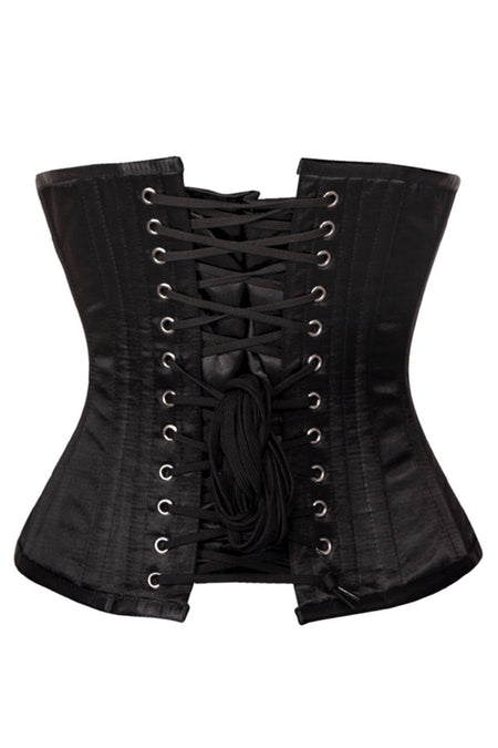 Black Satin Underbust Corset with Steel Boning