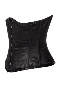 Black Satin Underbust Corset with Steel Boning
