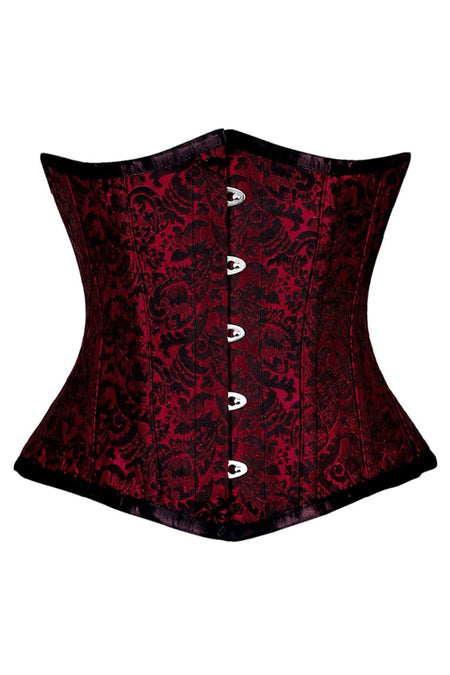 Burgundy & Black Brocade Underbust Corset