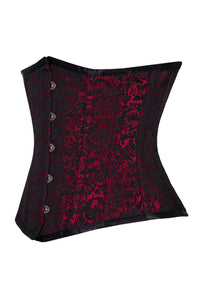 Burgundy & Black Brocade Underbust Corset