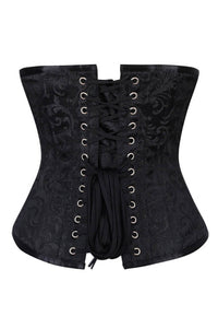 Black Brocade Underbust Corset with Steel Boning