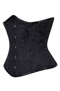 Black Brocade Underbust Corset with Steel Boning
