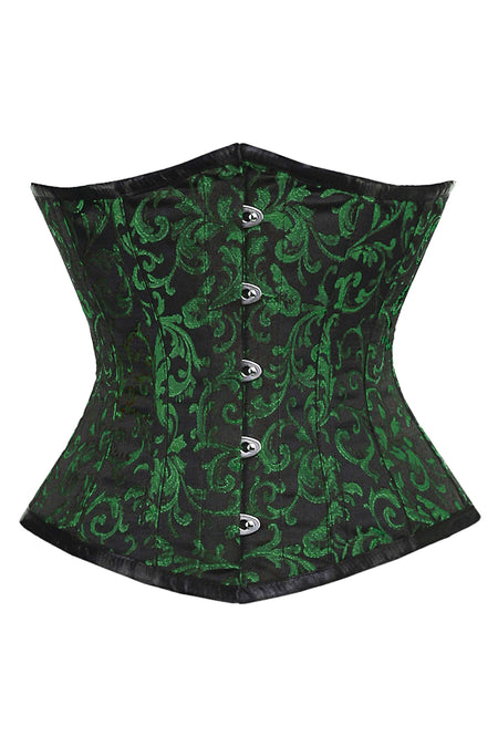 Emerald Green and Black Brocade Underbust Corset