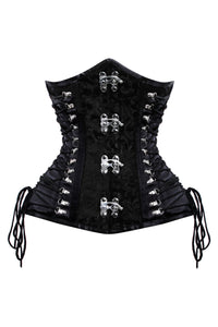 Black Gothic Brocade Waist Cincher with Side Lacing & Swing Clasps