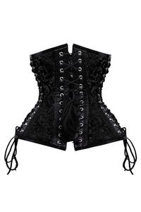 Black Gothic Brocade Waist Cincher with Side Lacing & Swing Clasps