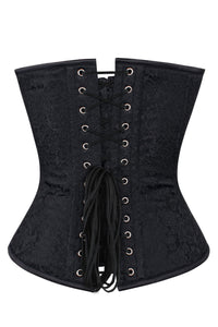Elegant Black Overbust Corset with Front Busk Closure