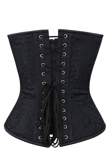 Elegant Black Overbust Corset with Front Busk Closure