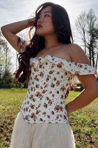 Corset Story Floral Vintage Inspired Straight Line Overbust With Off Shoulder Collar