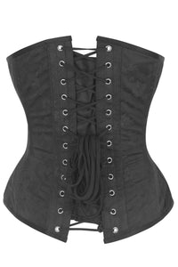 Black Floral Jacquard Overbust Corset with Sweetheart Neckline