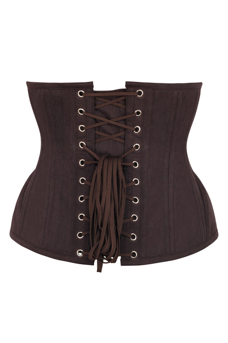 Jose Striped Brown Underbust Corset With Buckles