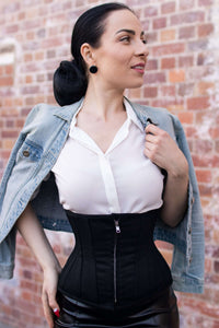 Corset Story EXS003 Cotton Black Waist Training Corset with Zip