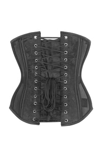 Black Brocade Underbust Corset with Mesh Panels