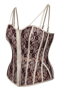 Clementine Champagne Satin and Lace Overbust Corset with Spaghetti Straps (UK)