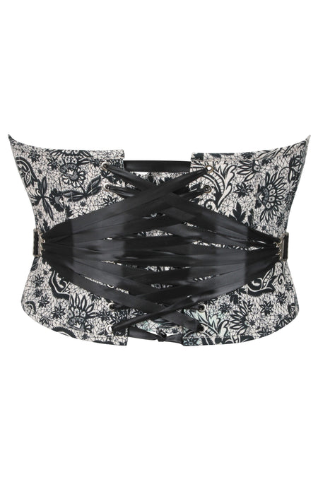 Luella Whisper White Alençon Printed Cotton Cropped Overbust Corset with Fan Lacing (UK)