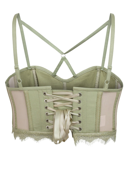 Lena Winter Pear Viscose and Lace Corseted Bralette with Strapping Detail (UK)