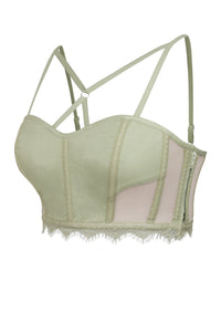 Lena Winter Pear Viscose and Lace Corseted Bralette with Strapping Detail (UK)