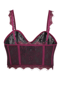 Marjorie Potent Purple Viscose and Lace Corseted Bralette (UK)