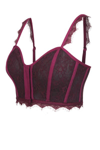 Marjorie Potent Purple Viscose and Lace Corseted Bralette (UK)
