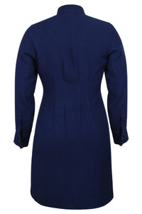 Matilda Beacon Blue Viscose Shirt Dress with Darted Waist (UK)