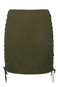 Edith Capulate Olive Cotton Twill Corset Inspired Skirt (UK)