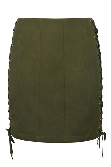 Edith Capulate Olive Cotton Twill Corset Inspired Skirt (UK)