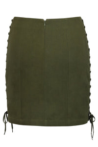 Edith Capulate Olive Cotton Twill Corset Inspired Skirt (UK)