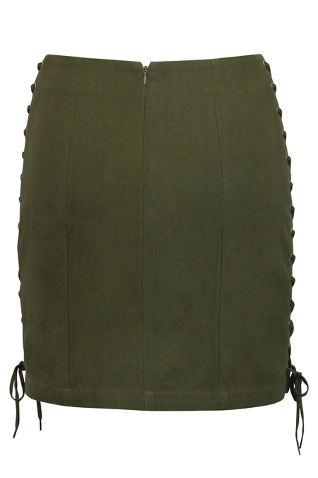 Edith Capulate Olive Cotton Twill Corset Inspired Skirt (UK)