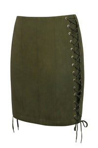 Edith Capulate Olive Cotton Twill Corset Inspired Skirt (UK)