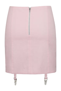 Tillie Prairie Pink Cotton Twill Corset Inspired Skirt with Suspender Clips (UK)