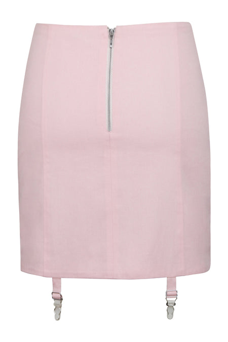 Tillie Prairie Pink Cotton Twill Corset Inspired Skirt with Suspender Clips (UK)