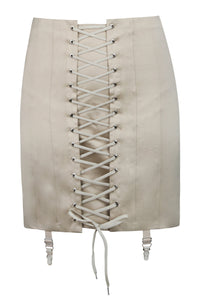 Tillie Champagne Satin Corset Inspired Skirt with Suspender Clips (UK)