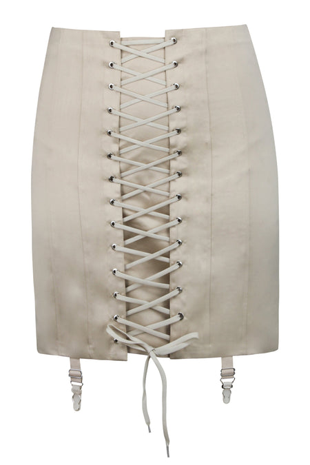 Tillie Champagne Satin Corset Inspired Skirt with Suspender Clips (UK)