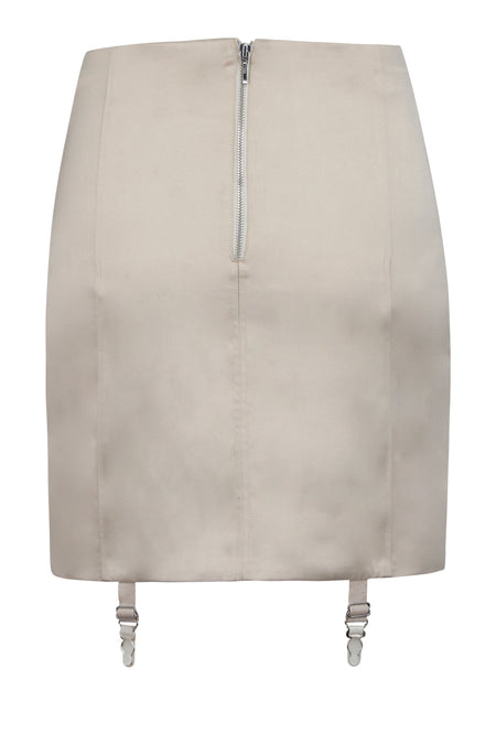 Tillie Champagne Satin Corset Inspired Skirt with Suspender Clips (UK)