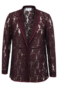 Burgundy Sheer Lace Ladies Suit Jacket