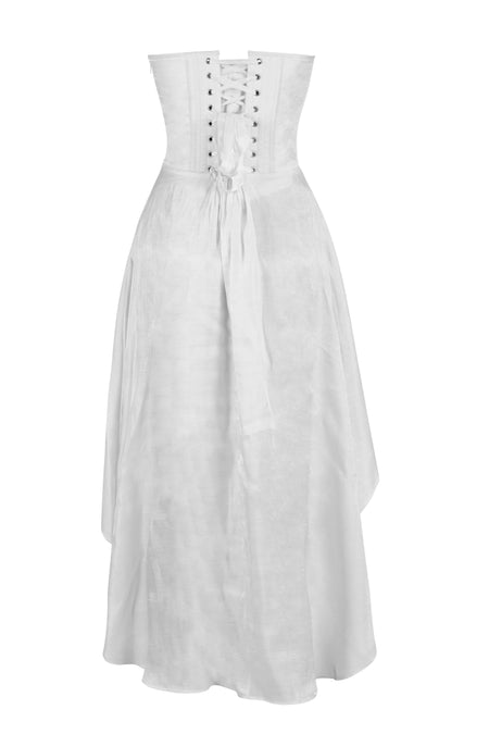 Ivory Strapless High-Low Corset Dress with Lace Detail