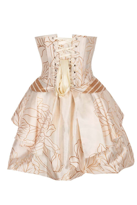 Golden Bloom Corset Dress with Ruffle Skirt