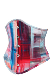 Abstract Red and Blue Brushstroke Waspie Corset